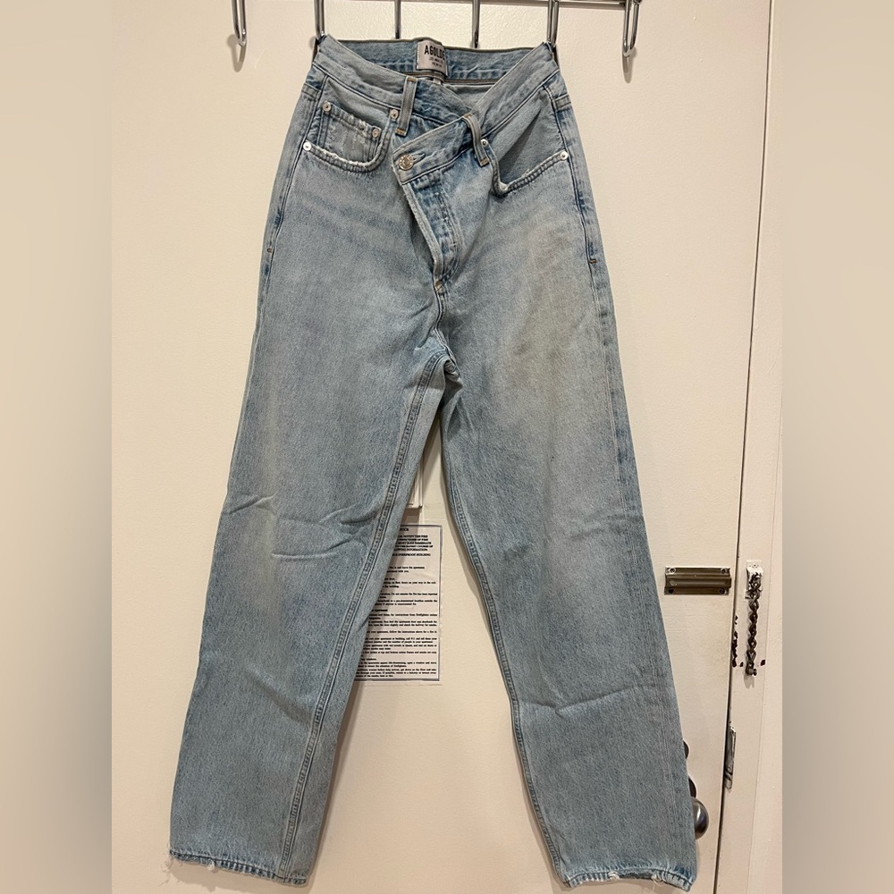 AGOLDE criss cross denim, suburbia wash, size 25